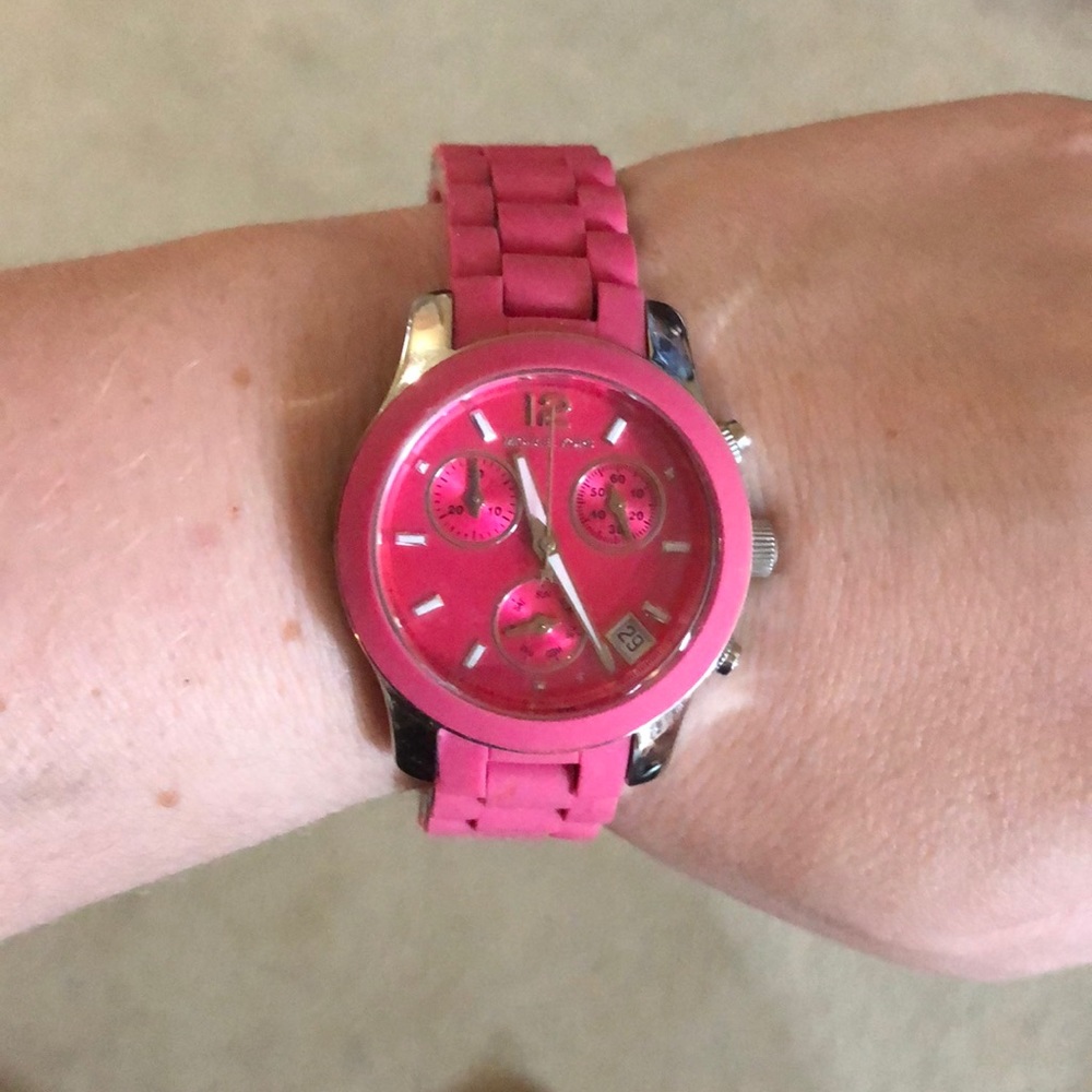 MK hot pink watch